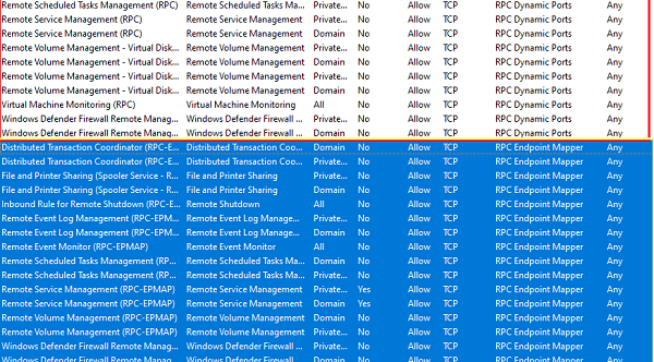 Windows Defender Firewall inbound rule RPC-EPMAP configuration